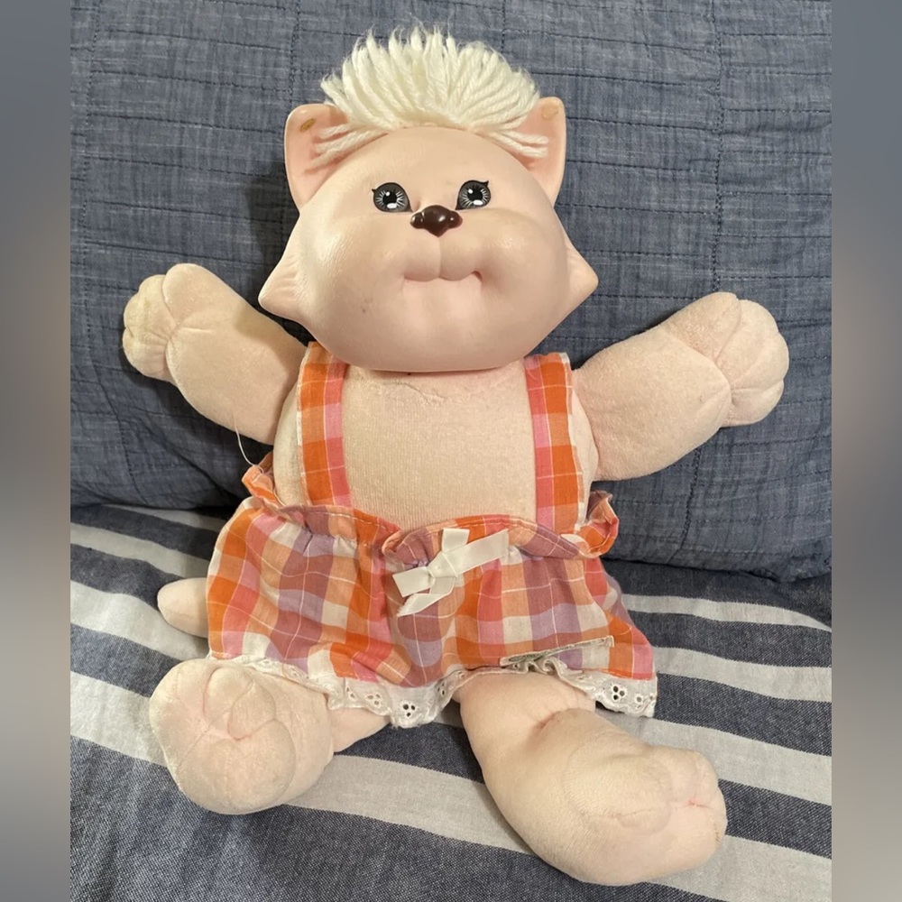 Vintage 1983 Cabbage Patch Kids Koosas Cat w/ Outfit Xavier Roberts Brown Eyes